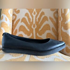 Elliott Lucca Black Leather Slip-On Ballet Flat